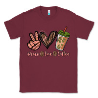 Burgundy peace love coffee Classic Tee - NancyCooperArtShop