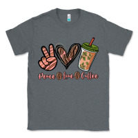 Charcoal Heather peace love coffee Classic Tee - NancyCooperArtShop