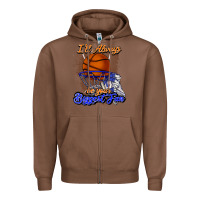 Chestnut I'll always be your biggest fan basketball Zipper Hoodie - NancyCooperArtShop