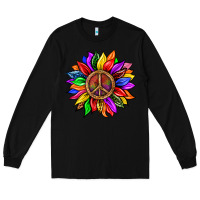 Black Pride LGBTQ+ Sunflower With Peace Long Sleeve Tee - BundleAndBundleShop