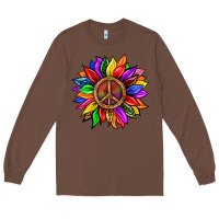 Chestnut Pride LGBTQ+ Sunflower With Peace Long Sleeve Tee - BundleAndBundleShop