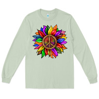 Matcha Pride LGBTQ+ Sunflower With Peace Long Sleeve Tee - BundleAndBundleShop