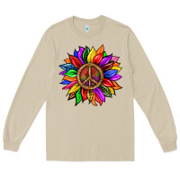 Mushroom Pride LGBTQ+ Sunflower With Peace Long Sleeve Tee - BundleAndBundleShop
