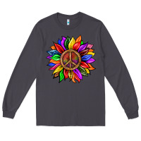 Smoke Pride LGBTQ+ Sunflower With Peace Long Sleeve Tee - BundleAndBundleShop