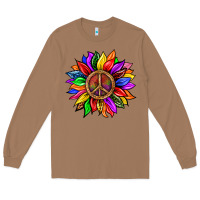 Toasted Coconut Pride LGBTQ+ Sunflower With Peace Long Sleeve Tee - BundleAndBundleShop