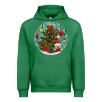 Emerald christmas tree and gnome Urban Hoodie - BundleAndBundleShop