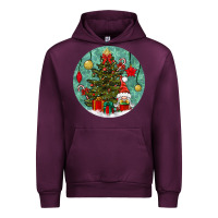 Mauve Wine christmas tree and gnome Urban Hoodie - BundleAndBundleShop