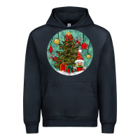 Navy christmas tree and gnome Urban Hoodie - BundleAndBundleShop