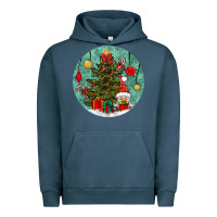 Pigment Midnight Navy christmas tree and gnome Urban Hoodie - BundleAndBundleShop
