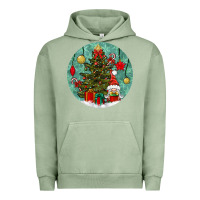 Pigment Oil Green christmas tree and gnome Urban Hoodie - BundleAndBundleShop