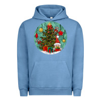 Pigment Pebble Blue christmas tree and gnome Urban Hoodie - BundleAndBundleShop
