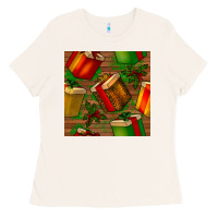 Bone christmas gift box seamless pattern Ladies Tee - BundleAndBundleShop