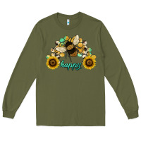 Army Green bee happy honey comb Long Sleeve Tee - JahusDesignShop