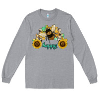Heather Grey bee happy honey comb Long Sleeve Tee - JahusDesignShop