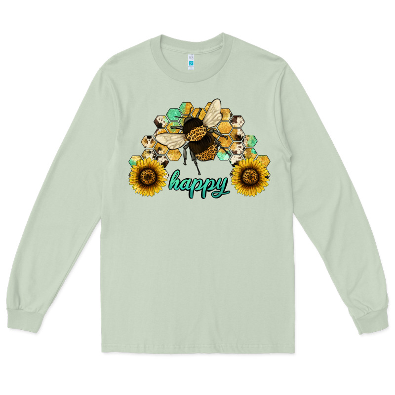 Bee Happy Honey Comb Long Sleeve Tee by JahusDesignShop | Teevron