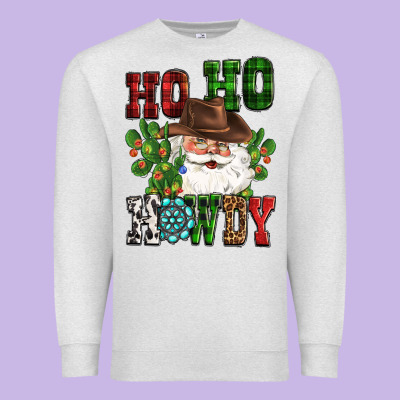 Ho Ho Howdy Santa Premium Sweatshirt Designed By Cowgirlartshop