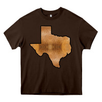 Chocolate Brown Texas Map Western Horsehide Pattern Heavy Core Tee - Bettercallsaul