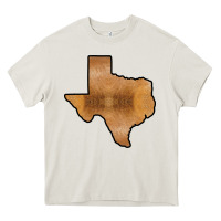 Cream Texas Map Western Horsehide Pattern Heavy Core Tee - Bettercallsaul