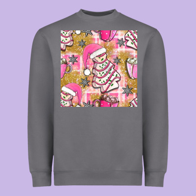 Christmas Cake And Pink Mug Seamless Pattern Bbs Heavyweight Sweatshirt Designed By Bundleandbundleshop