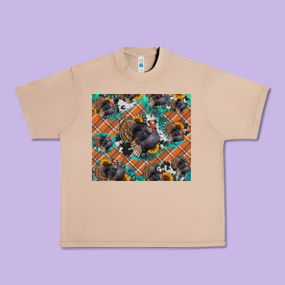 Thanksgiving Turkey Sunflower Turquoise Urban Heavy Tee Designed By Nancycooperartshop