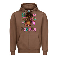 Chestnut Afro Messy Bun Dog Mom Zipper Hoodie - texasbilliewilder