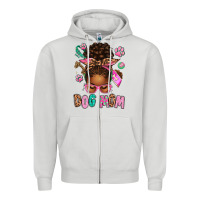 Dove Grey Afro Messy Bun Dog Mom Zipper Hoodie - texasbilliewilder