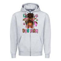 Heather Grey Afro Messy Bun Dog Mom Zipper Hoodie - texasbilliewilder