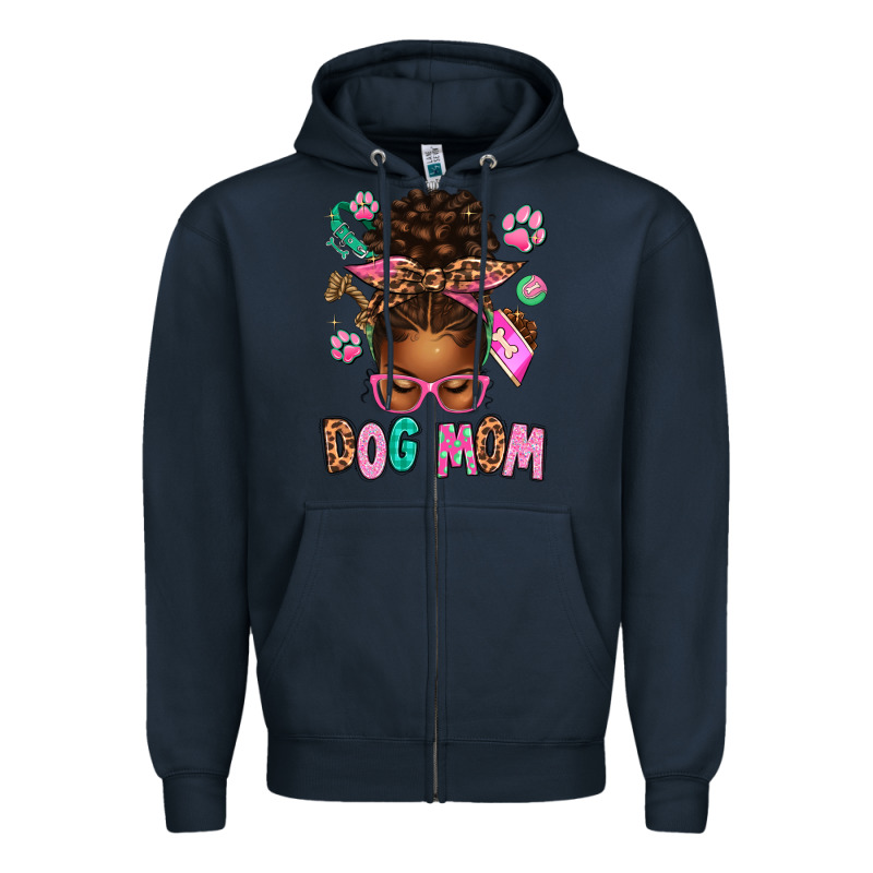 Afro Messy Bun Dog Mom Zipper Hoodie by texasbilliewilder | Teevron