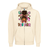 Sandshell Afro Messy Bun Dog Mom Zipper Hoodie - texasbilliewilder
