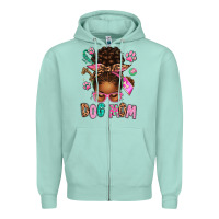 Seafoam Afro Messy Bun Dog Mom Zipper Hoodie - texasbilliewilder