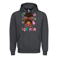 Smoke Afro Messy Bun Dog Mom Zipper Hoodie - texasbilliewilder