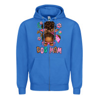 True Royal Afro Messy Bun Dog Mom Zipper Hoodie - texasbilliewilder