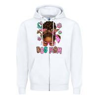 White Afro Messy Bun Dog Mom Zipper Hoodie - texasbilliewilder