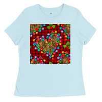 Baby Blue christmas lights and leopard hearts seamless pattern Ladies Tee - BundleAndBundleShop