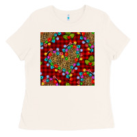 Christmas Lights And Leopard Hearts Seamless Pattern Ladies Tee | Teevron