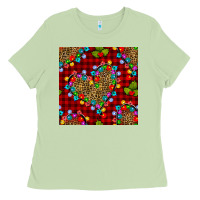 Matcha christmas lights and leopard hearts seamless pattern Ladies Tee - BundleAndBundleShop