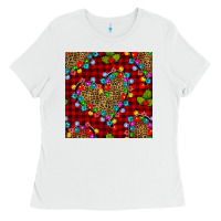 White christmas lights and leopard hearts seamless pattern Ladies Tee - BundleAndBundleShop