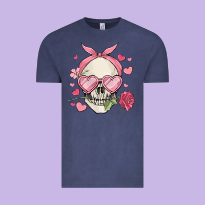 Valentine's Day Skull Vintage Tee Designed By Maliassmallbusiness