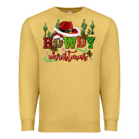 Antique Gold howdy christmas cowboy hat Premium Sweatshirt - CowGirlArtShop