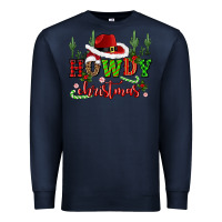 Navy howdy christmas cowboy hat Premium Sweatshirt - CowGirlArtShop