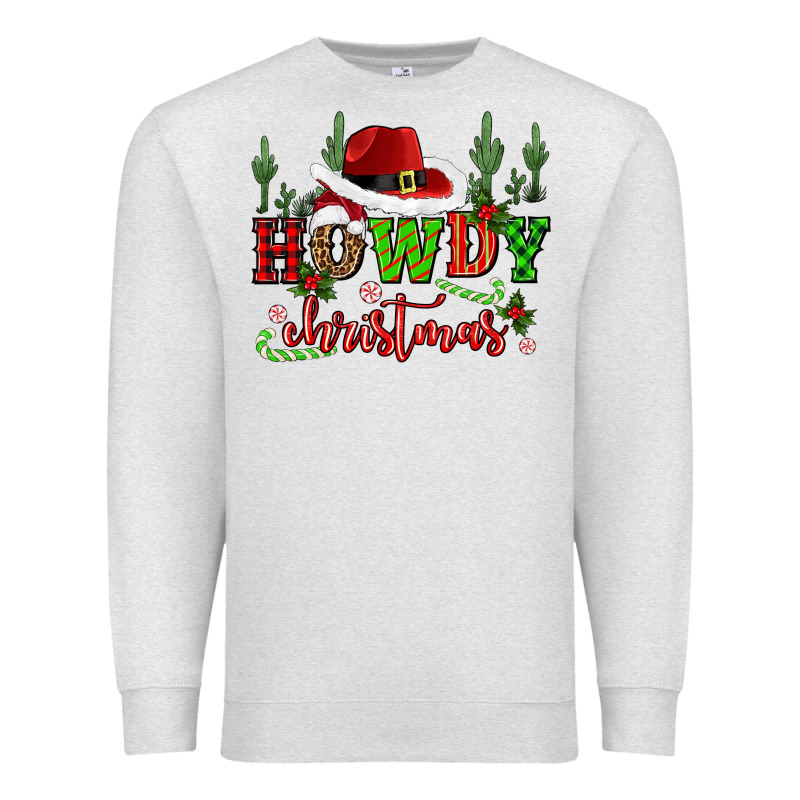 Howdy Christmas Cowboy Hat Premium Sweatshirt by CowGirlArtShop | Teevron