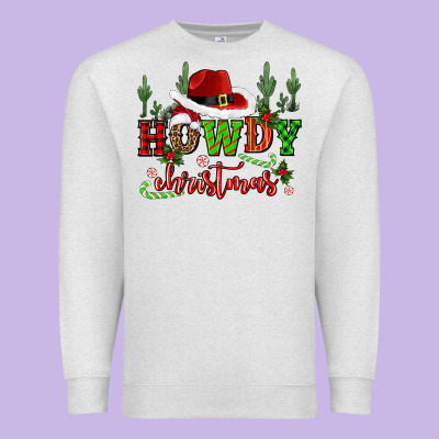 Howdy Christmas Cowboy Hat Premium Sweatshirt Designed By Cowgirlartshop