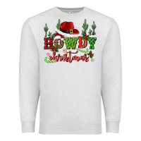 Oatmeal Heather howdy christmas cowboy hat Premium Sweatshirt - CowGirlArtShop