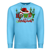 Ocean Blue howdy christmas cowboy hat Premium Sweatshirt - CowGirlArtShop