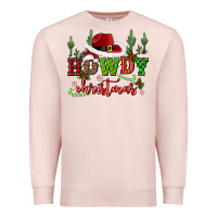 Pale Pink howdy christmas cowboy hat Premium Sweatshirt - CowGirlArtShop