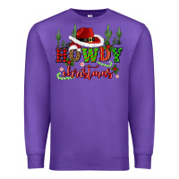 Purple howdy christmas cowboy hat Premium Sweatshirt - CowGirlArtShop