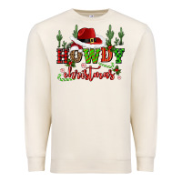 Sandshell howdy christmas cowboy hat Premium Sweatshirt - CowGirlArtShop