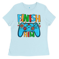 Baby Blue finish him Ladies Tee - JahusDesignShop