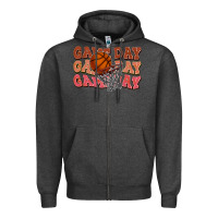 Charcoal Heather Game day game day game day Basketball Zipper Hoodie - NancyCooperArtShop