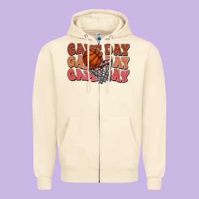Game Day Game Day Game Day Basketball Zipper Hoodie Designed By Nancycooperartshop